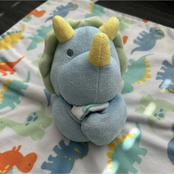 Baby Essentials Dinosaur Triceratops Baby Plush Security Blanket Lovey Toy - Picture 2 of 5